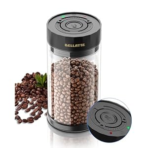 Vacuum Coffee Canister, Airtight Coffee Storage Container, 1.2L Coffee Containers for 16oz Beans, Glass Food Storage Jar with Auto Vacuum Lid & Date Tracker, Dishwasher Safe