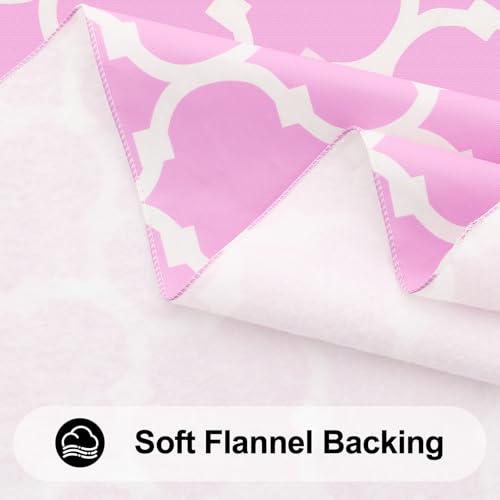 Image of Smiry Rectangle Table Cloth, Flannel Backed Vinyl Tablecloth, 54 inchx78 inch | Waterproof Plastic Tablecloths, Wipeable Table Cover for Dining, Indoor and Outdoor (Pink)
