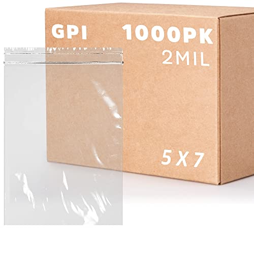 5 X 7 Inches, 2Mil Clear Reclosable Zip Bags, Case Of 1,000 Gpi Brand #TOP21