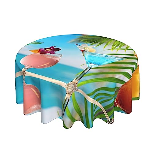 Nappe ronde de plage tropicale imperméable et nappe infroissable 152 cm - 3