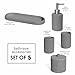 Clara Clark Bathroom Set - Grey Bathroom Accessories Set, 5PC Bathroom Accessory Set, Bathroom Sets with Soap Dispenser, Toothbrush Holder, Tumbler, Cotton Swab Jar & Vanity Tray