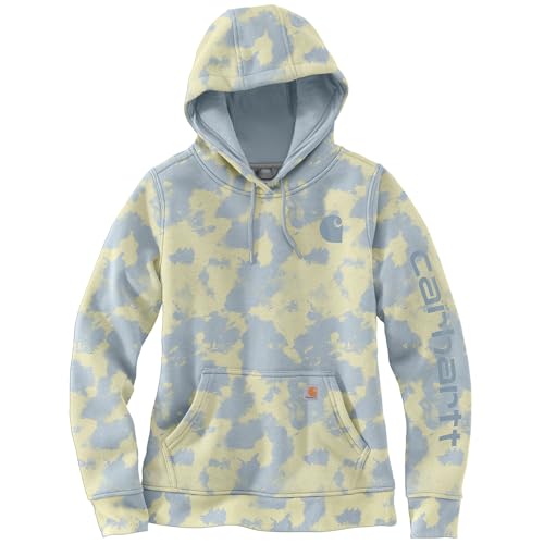 Carhartt Women's Marquette Printed Sweatshirt, Blue Aura Watercolor Camo, Large