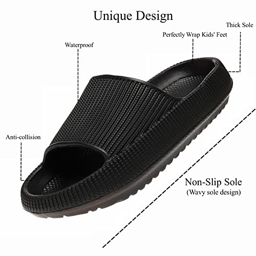 Sharllen Cloud Slides For Kids, Non-Slip Bathroom Shower Quick Drying Comfy Soft Thick Sole Kids Slides, Kids Slippers Girls Boys For Indoor & Outdoor #TOP1