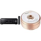 Pioneer Stereo Receiver mit Bluetooth, SX-10AE-B, 2X 100 Watt, 4 Line-Inputs, Tape- und Subwoofer, Lautsprecher A/B, UKW-Radio, schwarz & Amazon Basics Lautsprecherkabel 1,3 mm² / 16 Gauge, 30,48 m