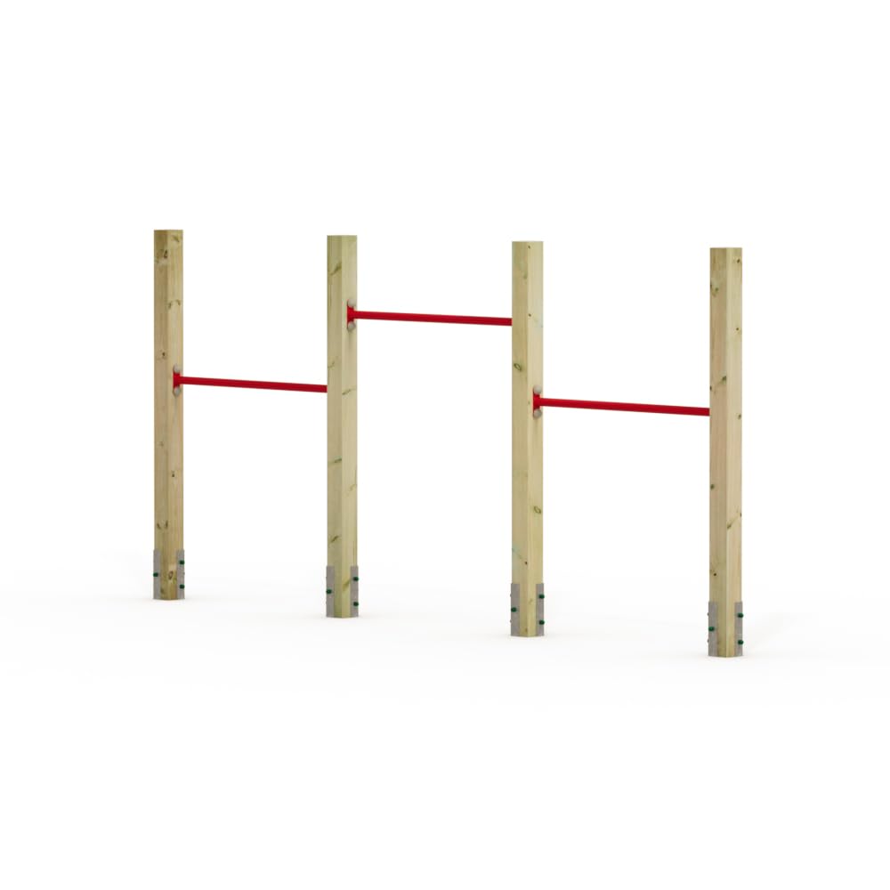 Wickey Dreier-Reck FIT Tumble 403 - Spielplatz Turngerät - Kinder Reckstangen-Set - Spielgerät aus Holz - 305x9x151 cm