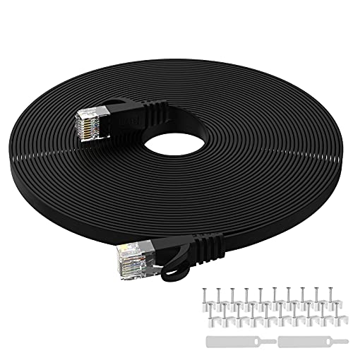Cat6 Ethernet Cable 75 FT Black, Cat-6 Flat RJ45 Computer Internet LAN Network Ethernet Patch Cable Cord for Switch, PS4 Modem and Ethernet Network…