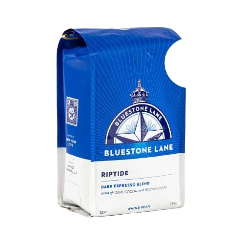 Bluestone Lane Granos de café, expreso Riptide, tostado oscuro, grano entero, bolsa de 12 onzas