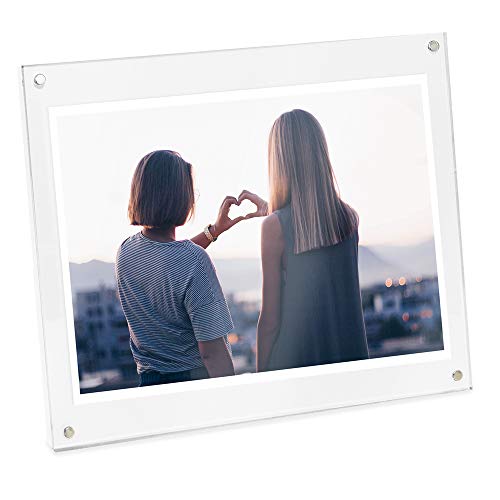 Isaac Jacobs 8” X 10” White Wood Acrylic Picture Frame, Magnetic Photo Frame With Easel, Made For Tabletop Display (8” X 10” White) #TOP3