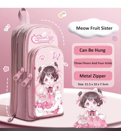 Image of Invite Cartoon Theme 3D EVA Pencil Case - Multipurpose Zipper Pouch for Kids, Girls - Pen and Stationery Storage Box (Kulmiao-Purple)