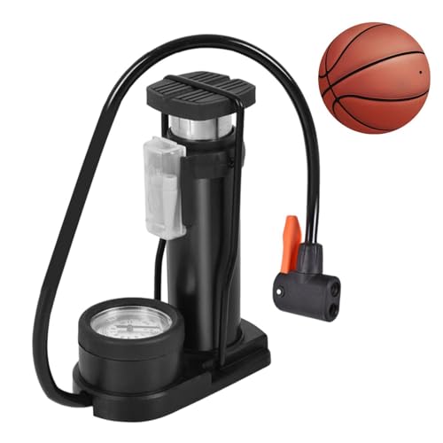 KJOET 自転車エアポンプ - 圧力計付きのアルミニウム合金フットポンプ|自転車、オートバイ、、バレーボール、バルーン、アンチスリップフロア用のポータブルタイヤインフレータ