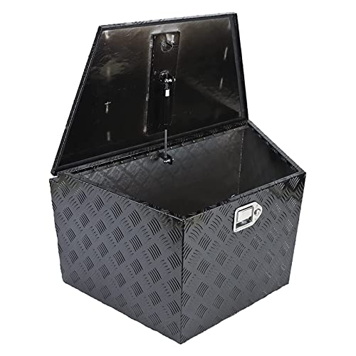 Vowagh 33"X19"X18" Black Heavy Duty Aluminum Pickup Truck Bed 5 Bar Tread Pattern Truck Tool Box, Under Truck Storage Trailer Tongue Box With Lock And Key For Truck, Rv Trailer, Atv #TOP2