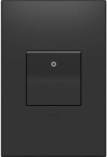 Legrand adorne 15A - Interruptor de paleta de 1 o 3 vías con placa de pared a juego, acabado grafito, paquete de 12, ASPD1532G4WP-12PK