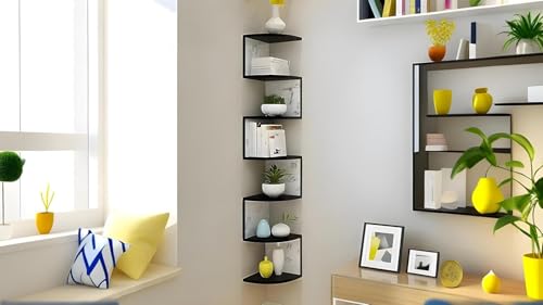 Image of Dime Store Engineered Wood Zig-Zag 7 Tier Wall Shelf for Plant Stand Decoartion - Wall Hanging Decor Plant Rack Shelf for Living Room & Balcony - Wall Planter Stand Room Decor