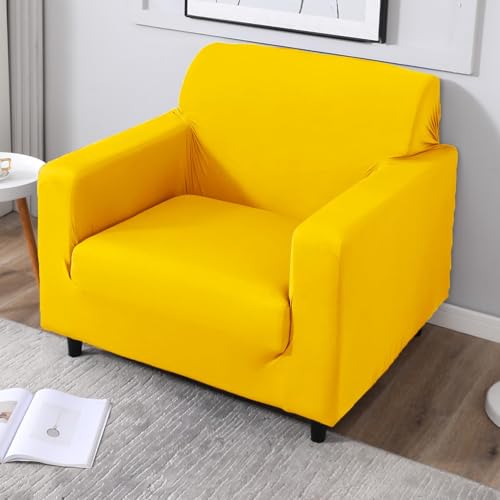 Image of HOKIPO Stretchable Elastic Couch Cover 1 Seater, Sunny Yellow (NEW2-4277-E20)