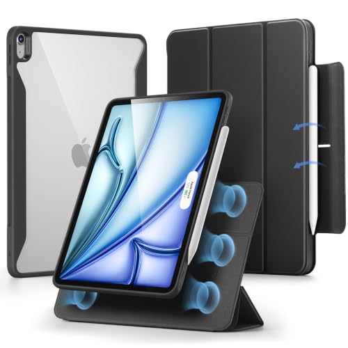 ESR for iPad Air 11 Inch Case M4/M3/M2 (2026/2025/2024) iPad Air 5th/4th Gen Case (2022/2020) 10.9 Inch with Pencil Holder Removable Magnetic Cover Vertical Stand Rebound 360 Series Black
