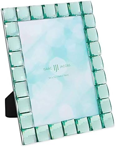 Isaac Jacobs Decorative Sparkling Light Green Jewel Picture Frame, Photo Display & Home Décor (5x7, Light Green)