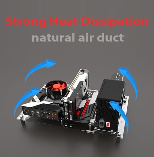 Gabinete para PC abierto de acrílico para pruebas y montaje DIY, soporte para placas base ATX, Micro-ATX y Mini-ITX, disipación térmica miniatura 5
