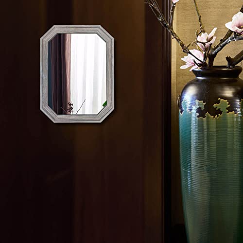 Tacidon 2 Packs Rustic Retro Wooden Frame Decorative Wall Mirror, Barn Wooden Farmhouse Mirror Perfect Supplement For Decorating Bathroom, Bedroom, Living Room Or Entrance. 16’’X12’’ #TOP1