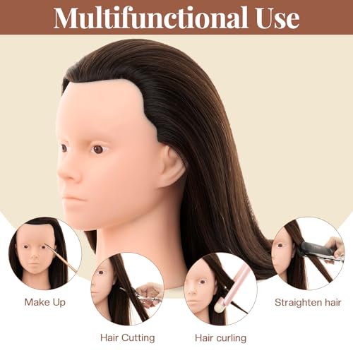 Neverland Beauty Mannequin Head with Hair, 26"-28" Hairdressing Head Make-Up Head, 60% Real Human Hair - Image 3