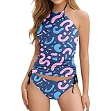Generisch 2026 Costume da bagno da donna casual stampato costume da bagno in due pezzi da donna, Blu, M