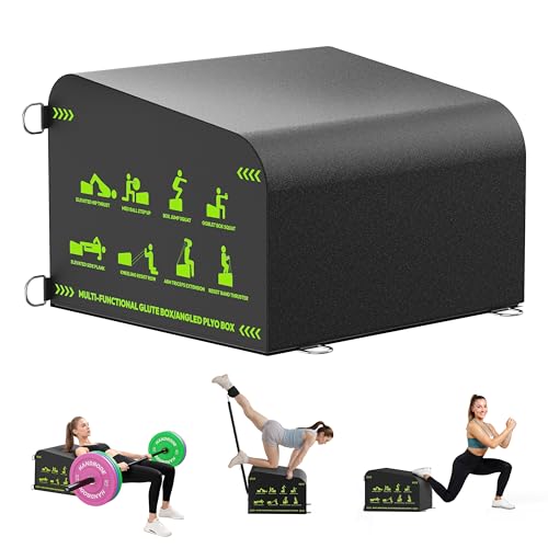 HANDBODE Hip Thrust Bench, Multi-Functional Slip-Free Hip Thrust Machine for Glute Bridge, Box Jump, Push-Ups, Squat, Ab Exercise, Suitable for Home & Gym, Black/Green