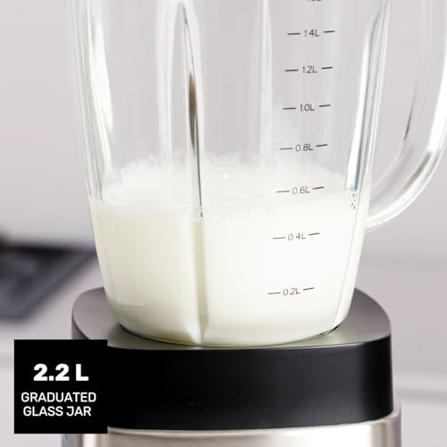 Taurus - Power Total Batidora de Vaso | 2000W Potencia | Jarra de Cristal 2,2L | Cuchillas de 6 Filos | Programas Turbo | Smoothies | Pica Hielo - imagen 5