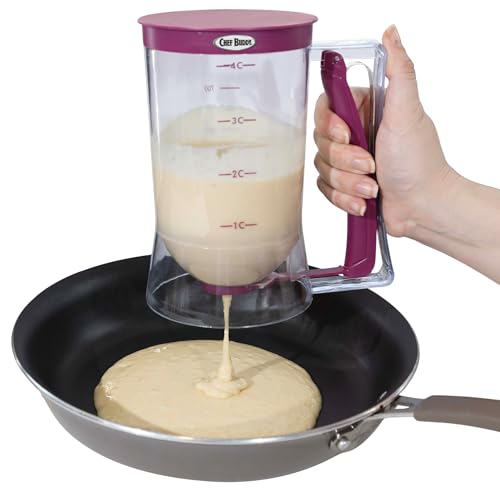 Pancake Batter Dispenser Set of 2 - Batter Dispenser with Squeeze Handle for Pancakes, Waffles, and Muffins - Kitchen Gadgets by Chef Buddy (Purple) - Thumbnail 2