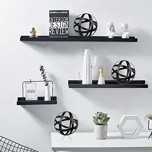 Yiya Black Decorative Sphere Set Of 3 - Metal Ball Decoration - Metal Band Decorative Ball - Metal Ball Table Decor For Living Room Bedroom Kitchen Office Coffee Table Desk #TOP5