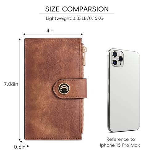 CLUCI Wallet for Women Leather Slim Womens Wallet RFID Blocking Bifold Credit Card Holder with Zipper Pocket4