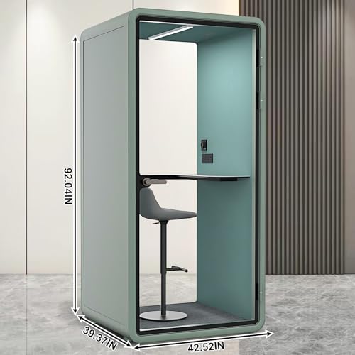 Cabina de sonido para oficina con privacidad acústica - Cabina de grabación insonorizada con marco verde y esquinas curvas, estructura de placa de acero para estudio (42.52IN) miniatura 2