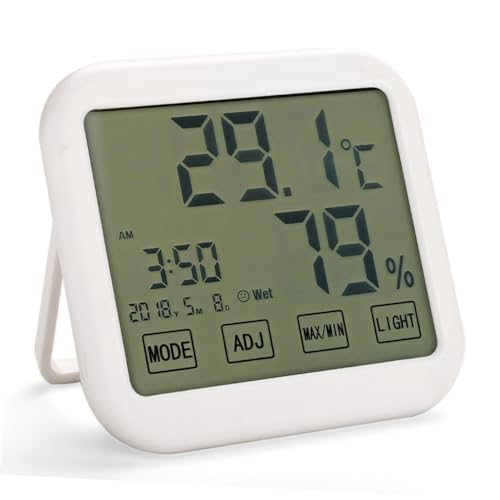 BESPORTBLE Digital Hygrometer Thermometer Touch Screen White High Precision Indoor Hygrometer Thermometer