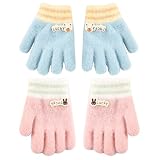 SULIUDAJI 2 Paires Moufle Bebee, Gants Nouveau-Nés Gants d'hiver pour Enfants de 1 à 3 ans Bébés Garçons Et Filles,Bleu, Rose
