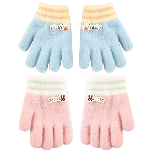 SULIUDAJI - SULIUDAJI 2 Paires Moufle Bebee, Gants Nouveau-Nés Gants d'hiver pour Enfants de 1 à 3 ans Bébés Garçons Et Filles,Bleu, Rose - -6%