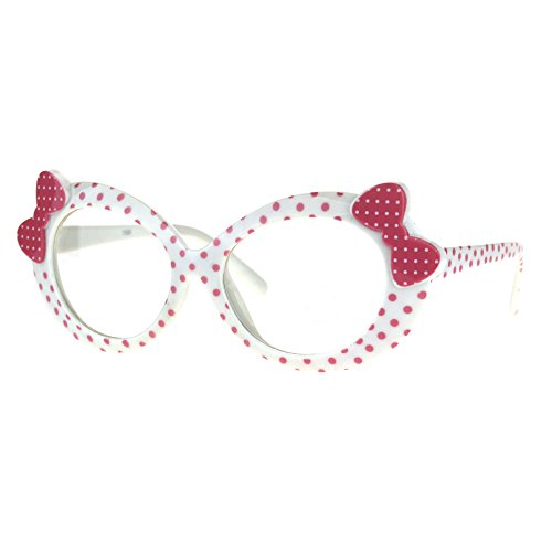 JuicyOrange Womens Clear Lens Glasses Polka Dot Ribbon Bow Cute Oval Frame Eyeglasses
