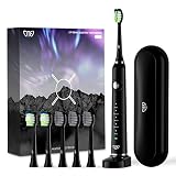 JTF Sonic Electric Toothbrush for Adults - Teeth Whitening Toothbrush with 6 Brush Heads and a Trave