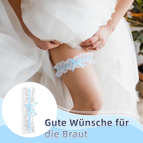 Blaues Strumpfband Hochzeit, Strumpfband Blau Hochzeit Geschenk Hochzeit Mit Grußkarte, Braut Geschenk Wedding Gift Etwas Blaues für Braut Accessoires für Party, Verlobung, Bridal Shower (Hellblau)