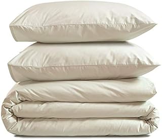 Amazon Basics Cotton Light Duvet Cover Set - 200 x 200 cm / 65 x 65 cm, Linen