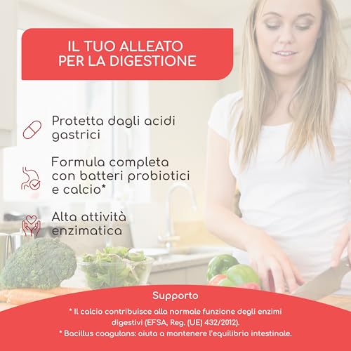 Enzimi Digestivi, Alta Concentrazione - Bromelina, Papaina, Proteasi, Amilasi, Lipasi, Lattasi e probiotici - 90 Capsule ad Alta Potenza -Naturale e Testato in Laboratorio in Europa - Raibu - 2