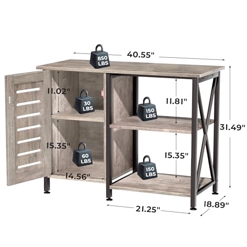 Herture 40-50 Gallon Fish Tank Stand, Aquarium Stand with Cabinet Accessories Storage, Heavy Duty Metal Frame, 40.55\" L*18.89\" W Tabletop, 850LBS Capacity, Grey PG02YGZ