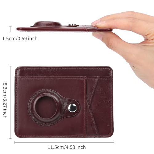 Slim AirTag Wallet Genuine Leather Minimalist Front Pocket RFID Blocking Money Clip Wallet for Men Women Lightweight Credit Card Holder3
