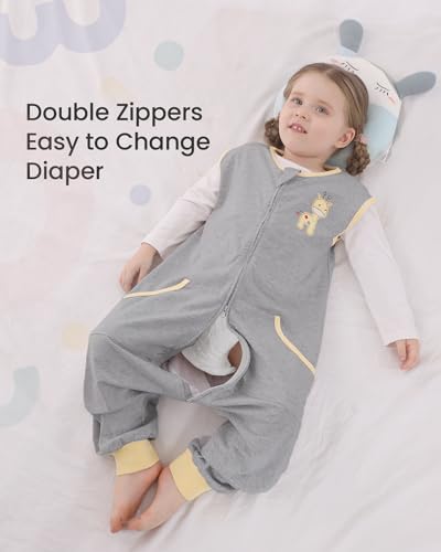 Image of HOMEAL Baby Sleep Sacks, Toddler Wearable Blanket with Feet, Grey, Sleeveless 6M-5T, 12-18 Months, 18-24 Months, Medium