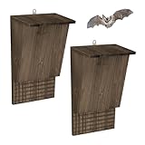 Relaxdays Fledermauskasten, 2er Set, Unterschlupf für Fledermäuse, HBT...