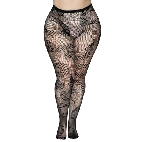 Women Fishnet Stockings Plus Size Snake Sheer Pantyhose Elastic Slim Fit Stockings Socks Tights