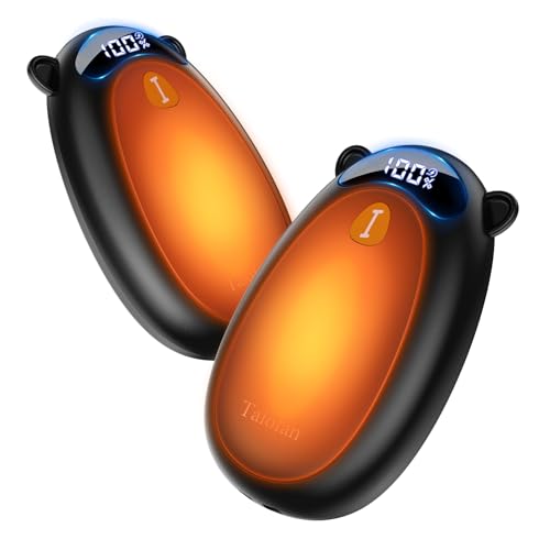 Taiofan Electric Hand Warmers Rechargeable, Cute Bear Design, LED Display, 4 Settings, Fast Heating Portable Pocket Heater Magnetic Handwarmers 2 Pack for Hunting Essentials Camping Gift for Men Women