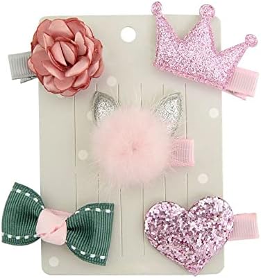5 Pcs Baby Girl Hair Clips Glitter Sparkly Bow Clip Accessories for Little Girls Toddler Kids Children