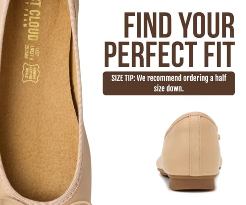 Image of Project Cloud Ballet Flats for Women Shoes - Genuine Leather Insole and Lightweight Mary Jane Flats - Non-Slip and Comfortable Womens Shoes