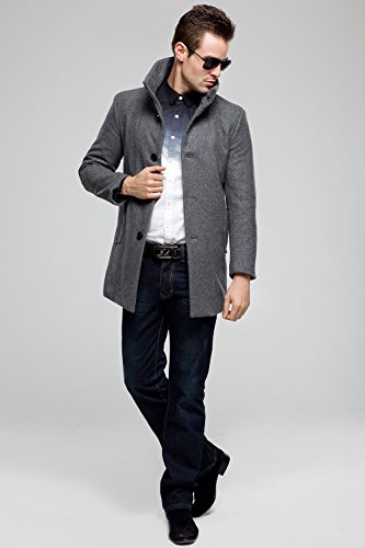 SSLR Men's Slim Fit Wool Pea Coat British Single Breasted Stylish Jacket3