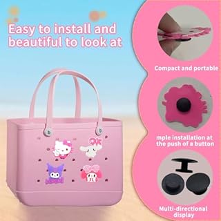HonFHena 4Pcs Cartoon Charms for Bogg Bag, Cute Bogg Bag Accessories, Insert Simply Southern Totes Accessories for Women Totes