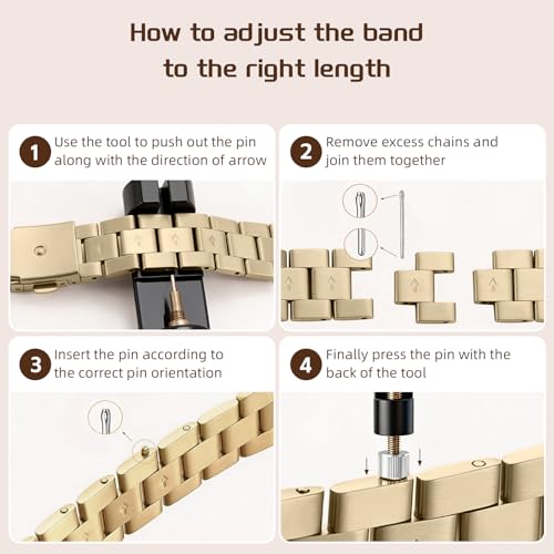 Oanux 22mm Slim Metal Compatible with Garmin Venu 4 Watch Band 45mm/Venu 3/Venu 2/Vivoactive 4 /Forerunner 265/255/255 Music,Stainless Steel Dressy Thin Chain Strap for Women Men by Oanux - Used condition - Image 7