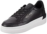 Tommy Hilfiger Damen Th Signature Leder Sneaker, Schwarz, 41 EU